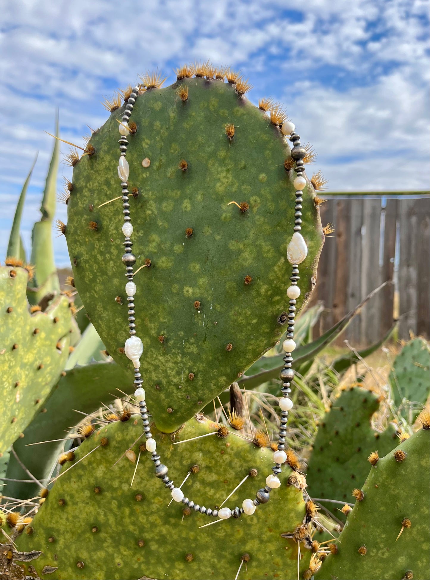 24" Silver Pearl Necklace with Freshwater Pearls