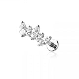 Marquise Line Cubic Zirconia Flat Back Studs