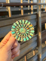 Navajo Turquoise Cluster Belt Buckle Green
