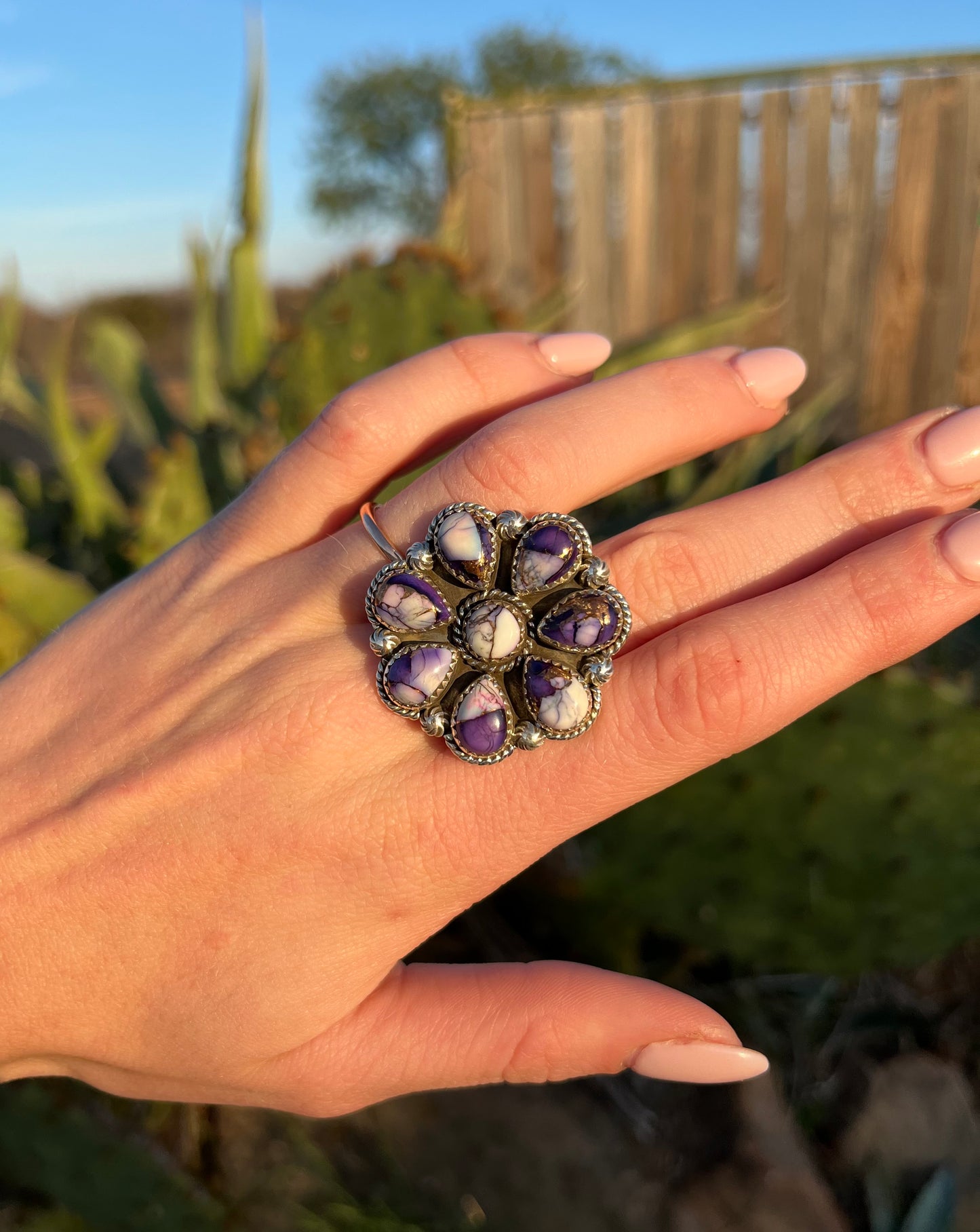 Violet Rose Adjustable Flower Ring