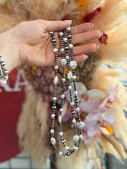 52” Silver Pearl Necklace with Freshwater Pearls