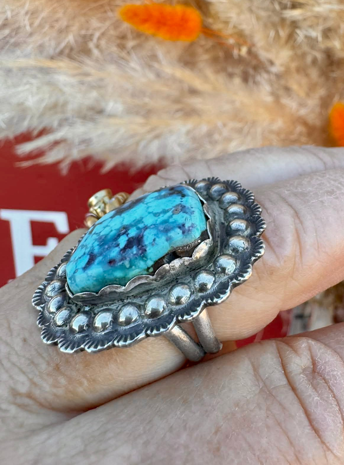 Navajo Vintage Spiderweb Turquoise Ring (read description)