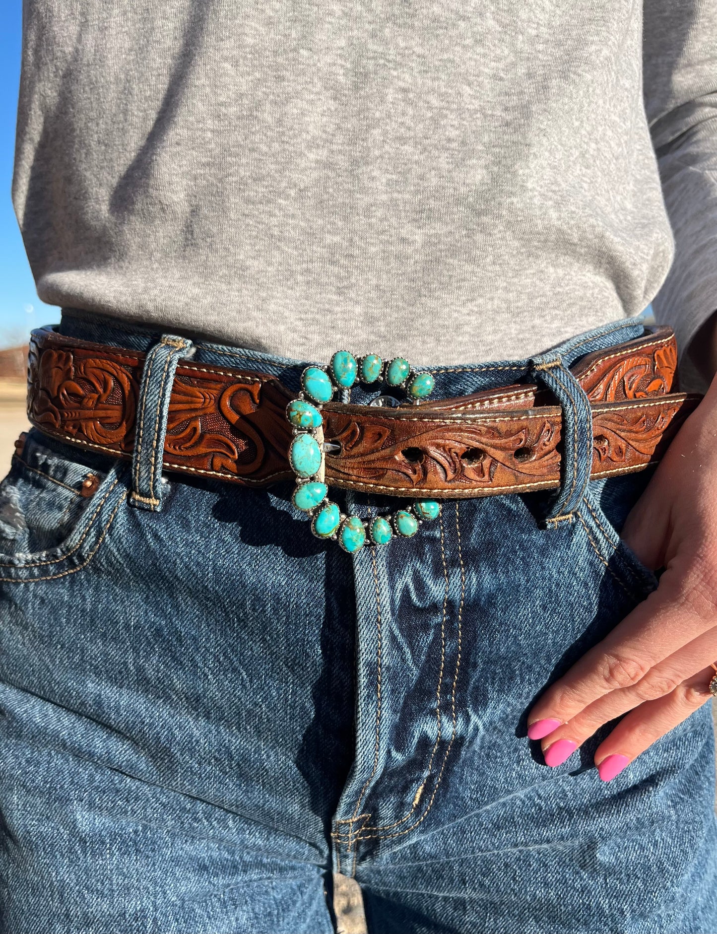 Kingman Turquoise Belt Buckle #1