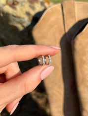 Simple Pave Setting Hoop Earrings: Silver / 1.2 cm