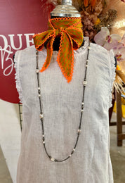 42” Silver Pearl Necklace with Freshwater Pearls