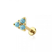 Triangle Turquoise Flat Back Stud Gold