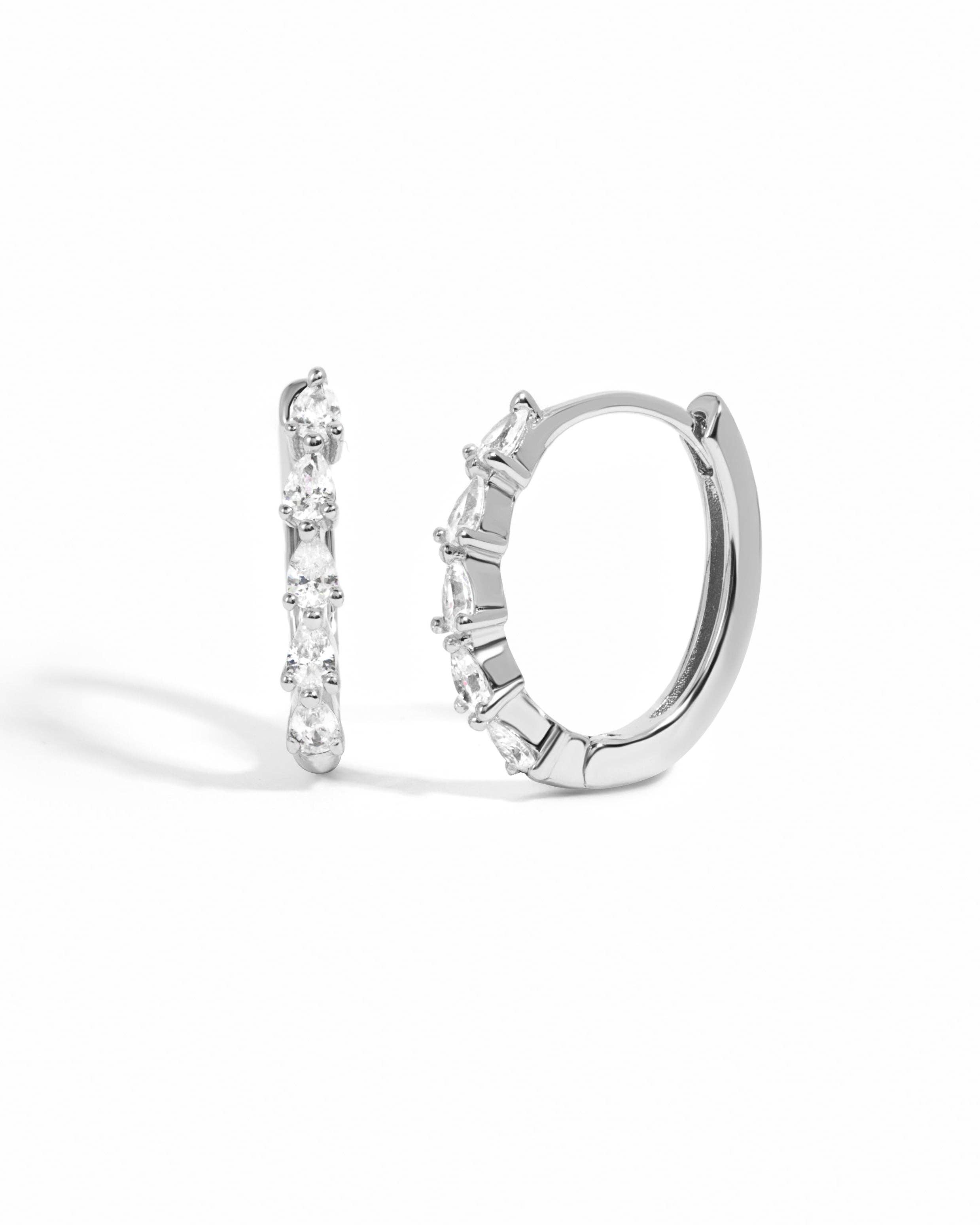 Pear cubic Zirconia Hoops: Silver