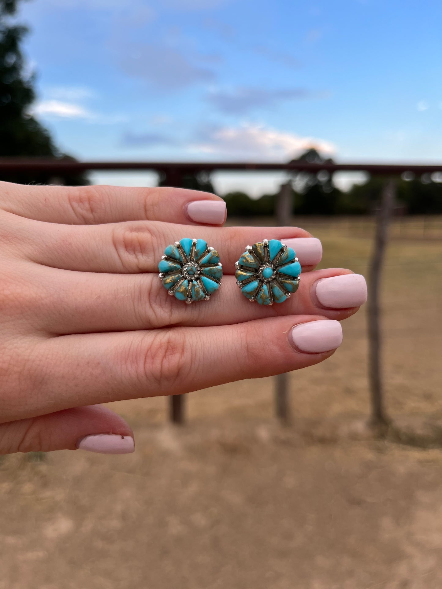 Turquoise Flower Studs