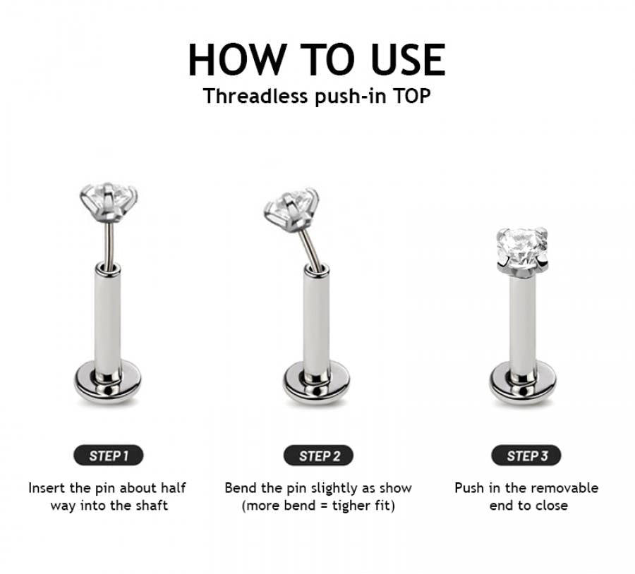 Flower Cubic Zirconia Flat Back Studs Titanium