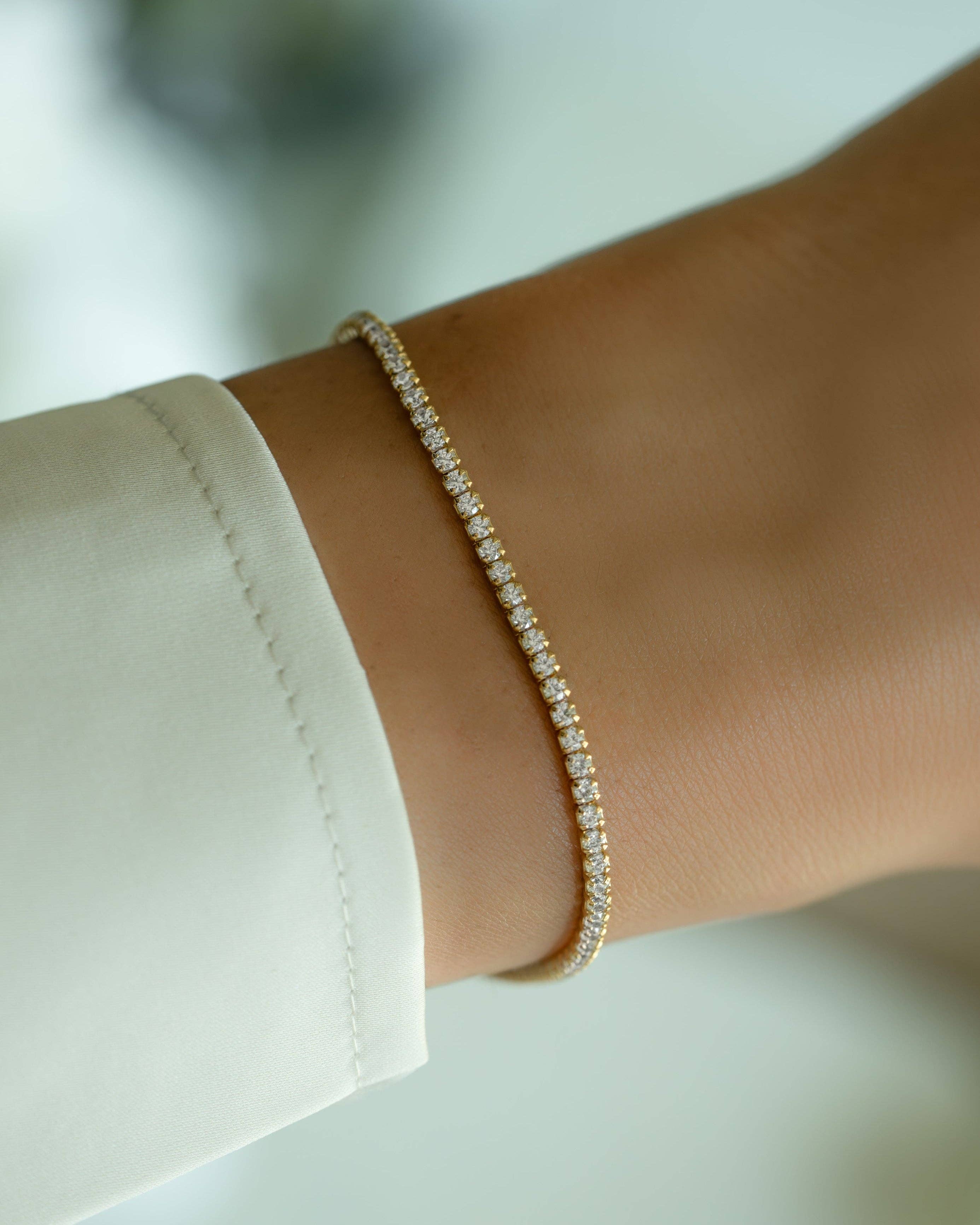 1.75mm Cubic Zirconia Tennis Bracelet: Gold