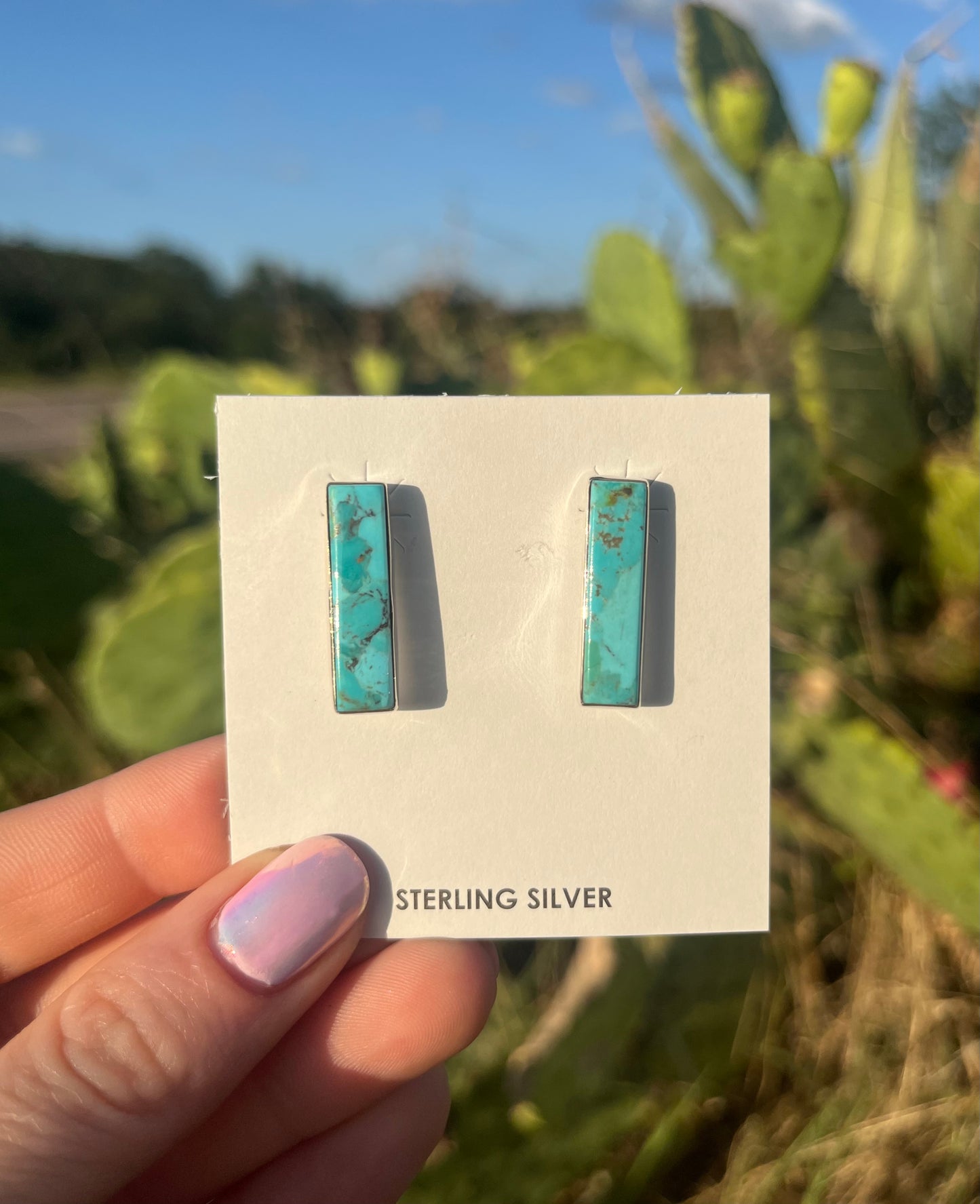 Kingman Turquoise Bar Studs