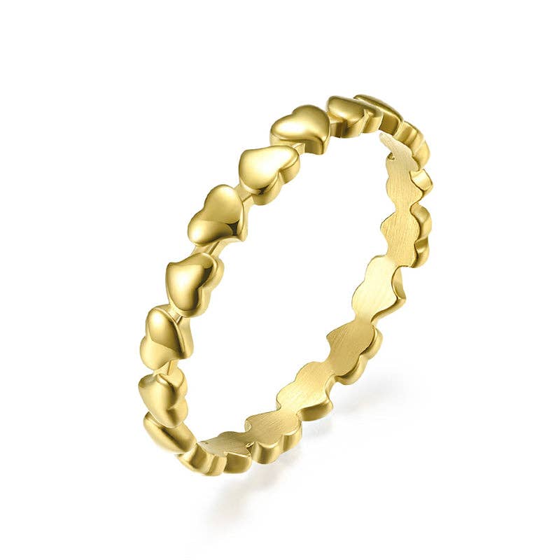 Dainty Heart Stacking Band Ring in Gold