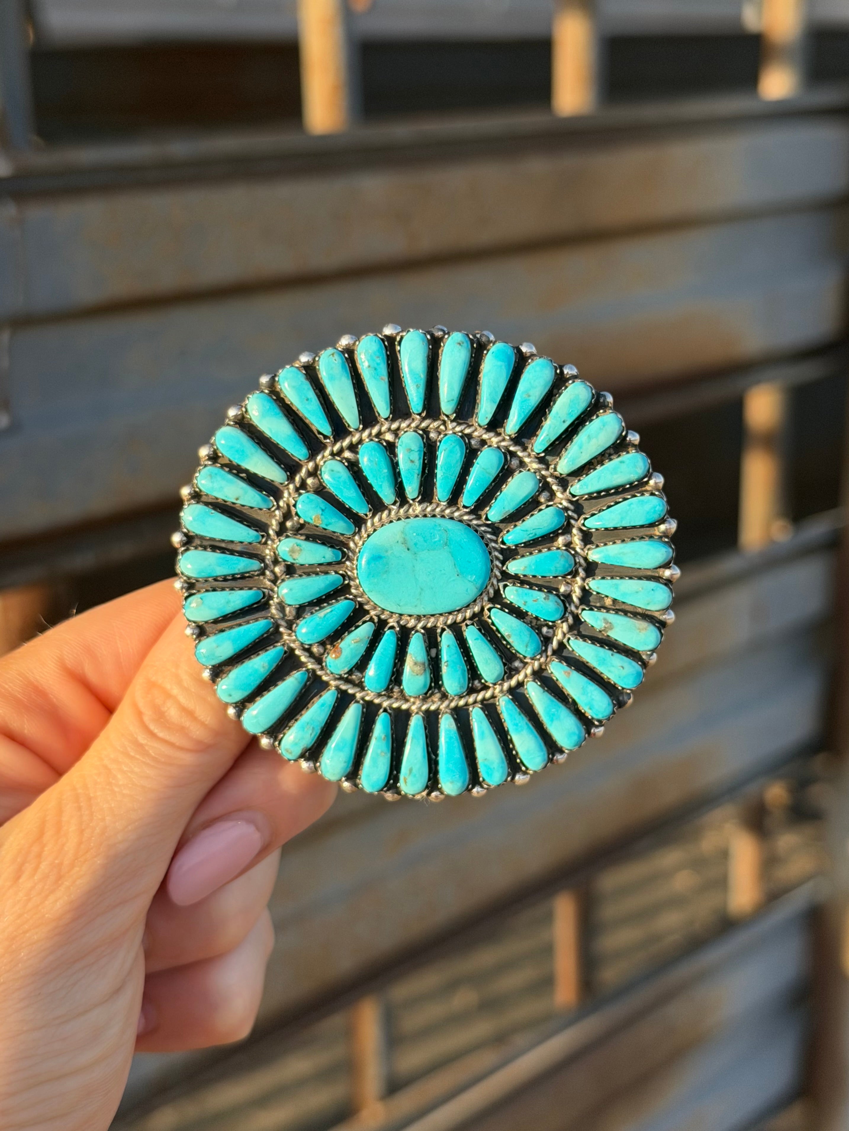 Navajo Turquoise Cluster Belt Buckle Turquoise