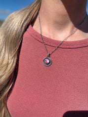 Heart Locket Necklace Pink Dahlia
