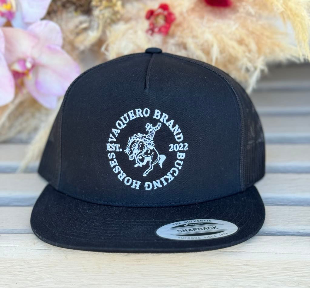 Black Bucking Cowboy Cap
