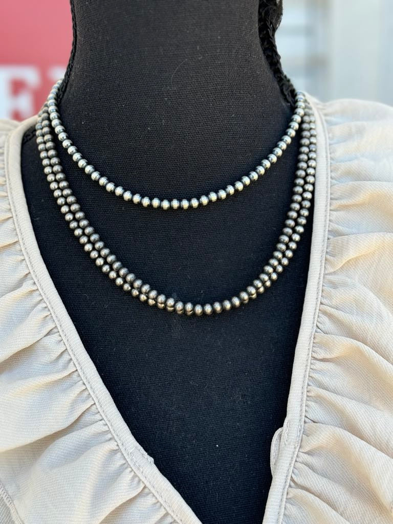 5mm Silver Pearl Necklace (pick your length)