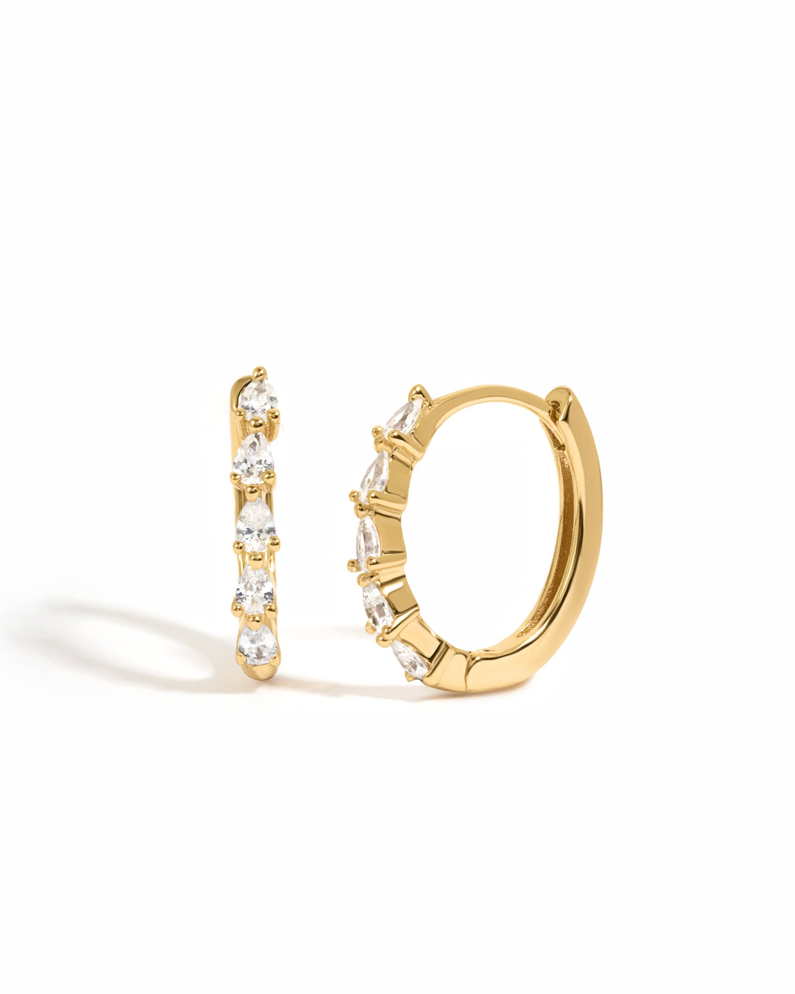 Pear Cubic Zirconia Hoops: Gold