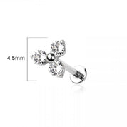 Clover Cubic Zirconia Flat Back Studs Titanium