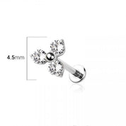 Clover Cubic Zirconia Flat Back Studs Gold