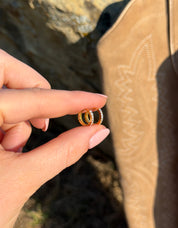 Simple Pave Setting Hoop Earrings: Gold / 1.2 cm