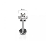 Flower Cubic Zirconia Flat Back Studs Gold