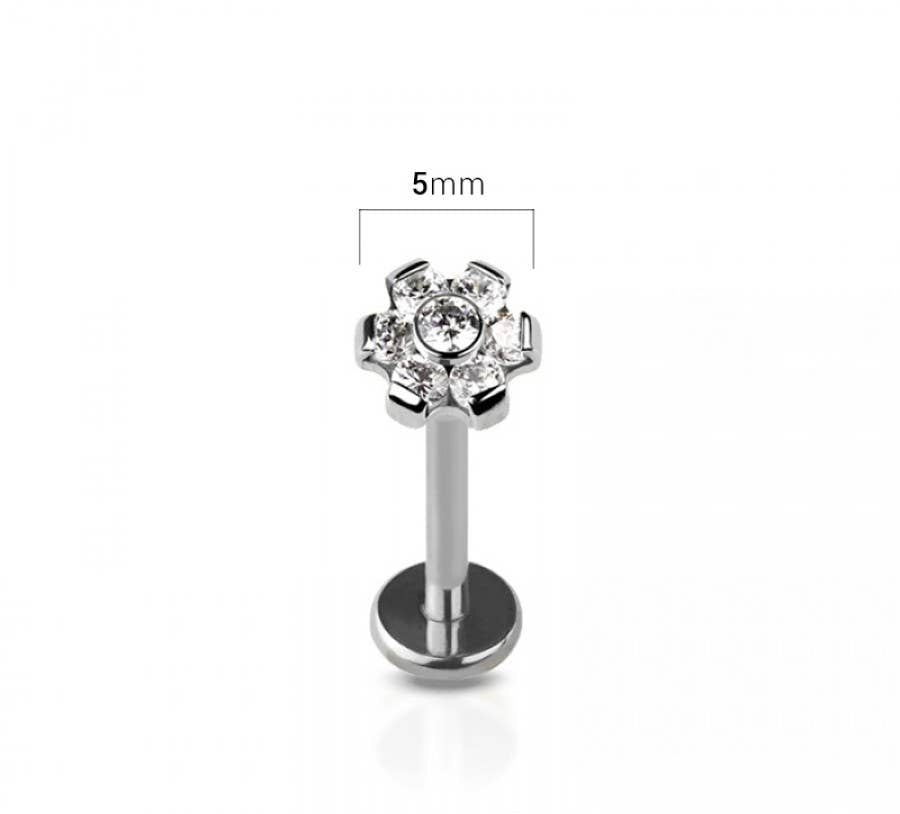 Flower Cubic Zirconia Flat Back Studs Gold