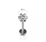 Flower Cubic Zirconia Flat Back Studs Titanium