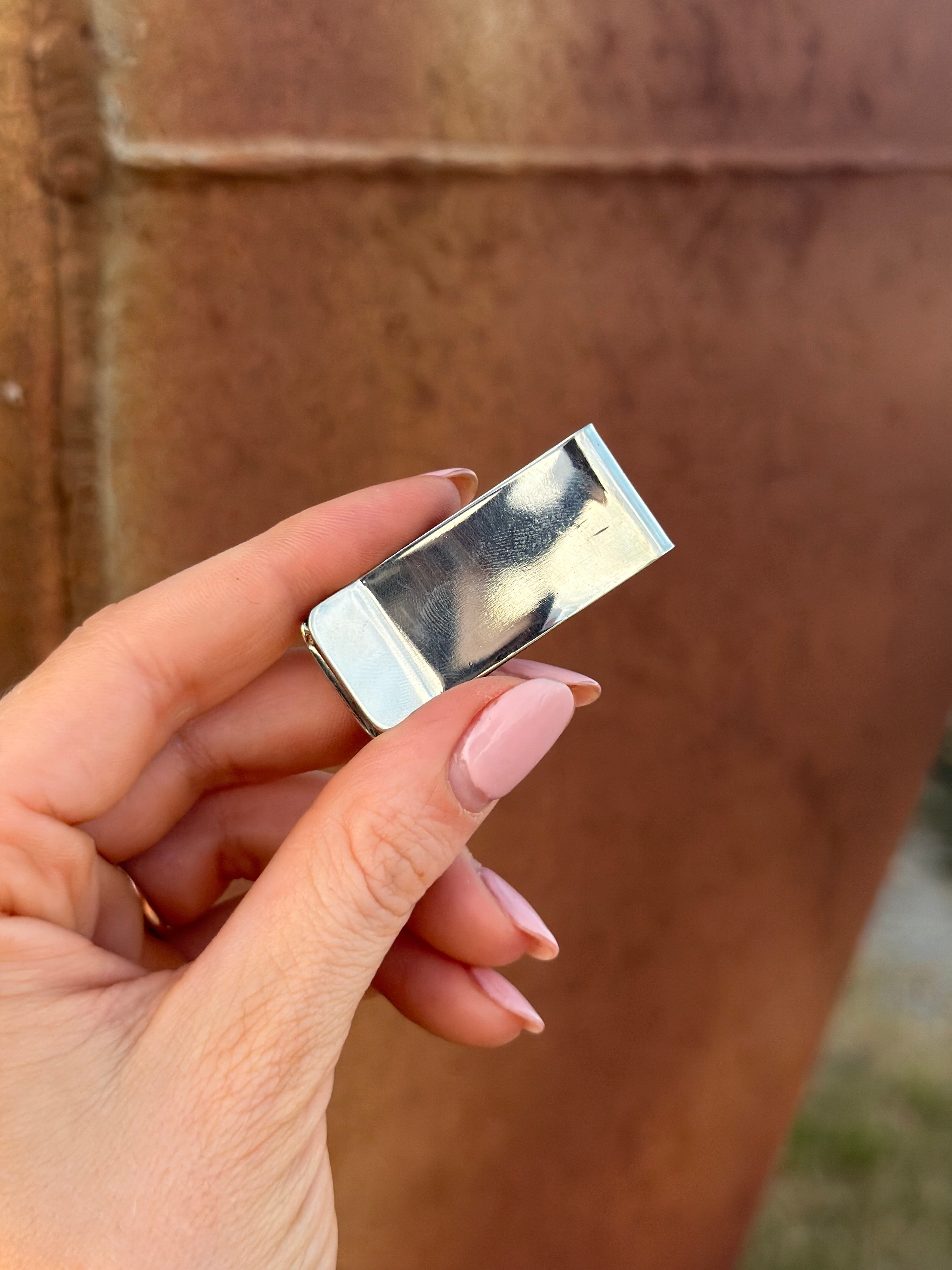 Silver Hand Stamped Money Clip
