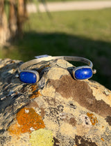 Navajo Two Stone Cuff Lapis