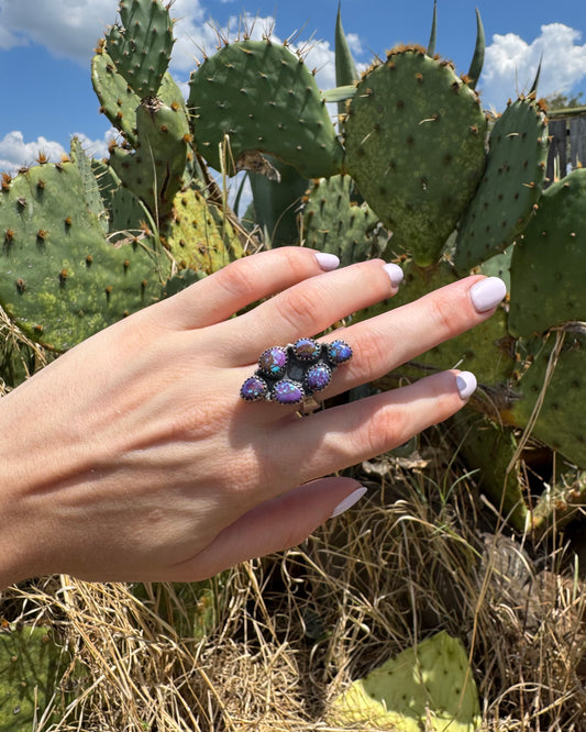 Purple Mojave Cluster Adjustable Ring
