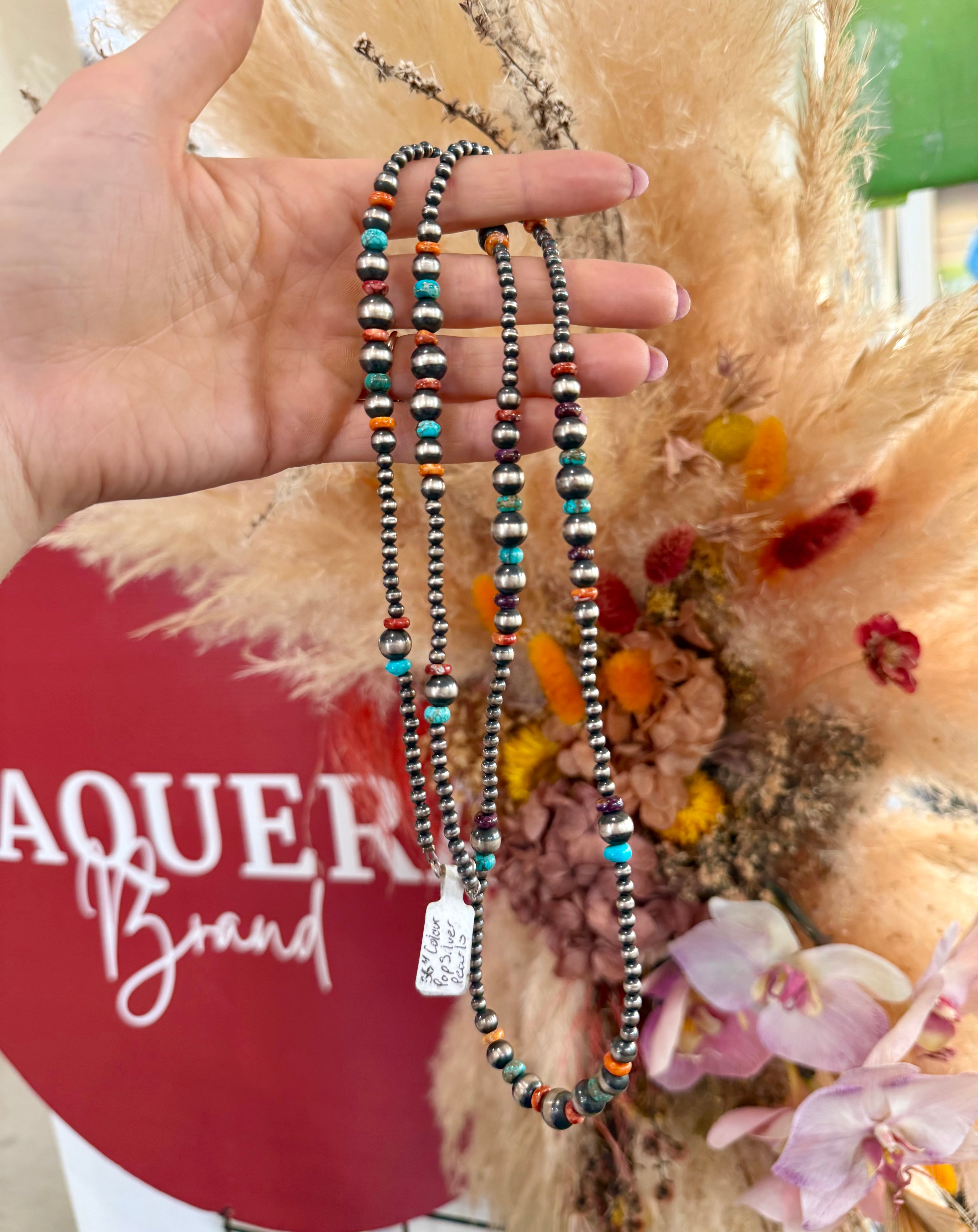 36inch Colour Pop Silver Pearl Necklace