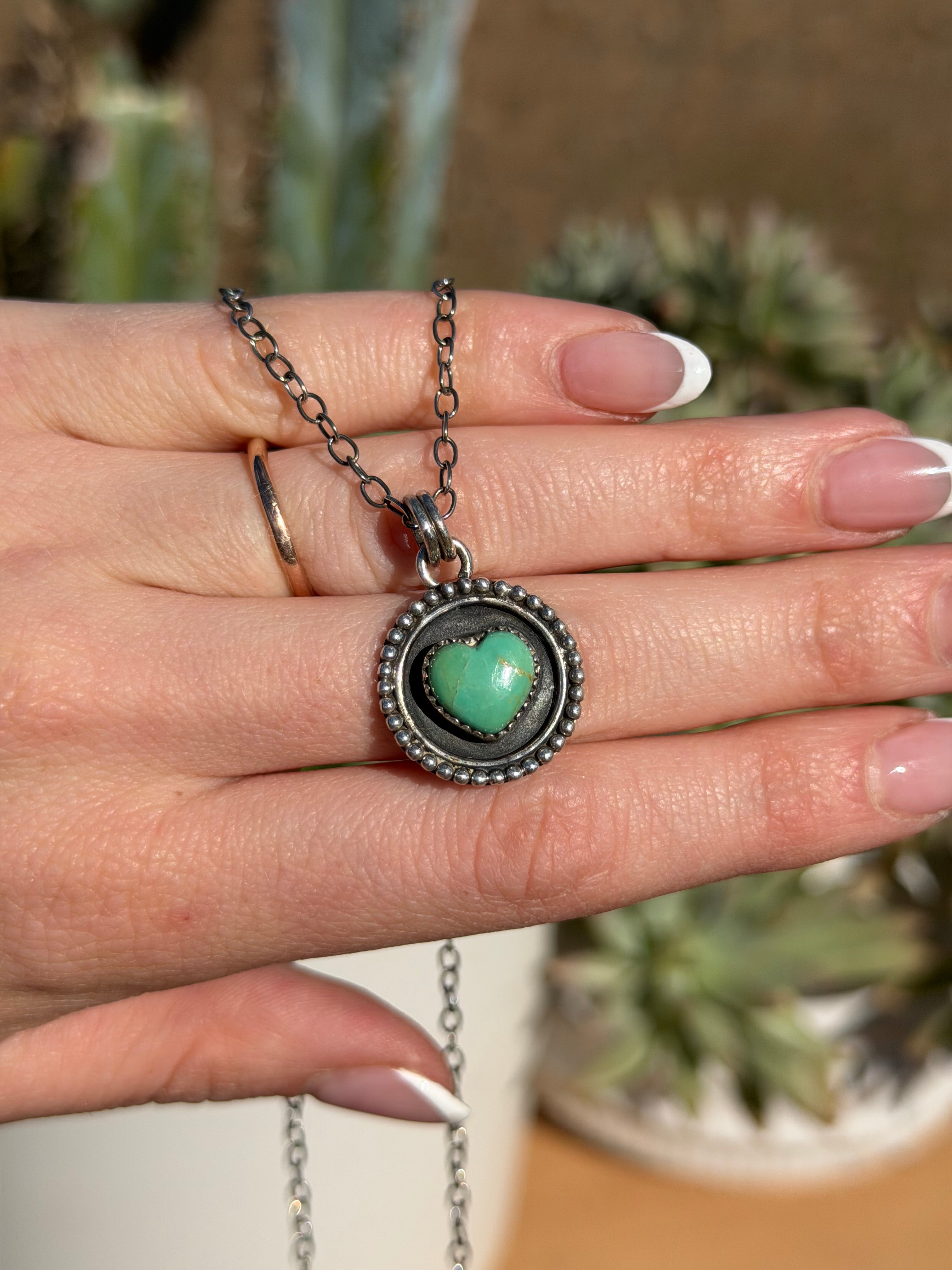 Heart Locket Necklace Kingman Turquoise