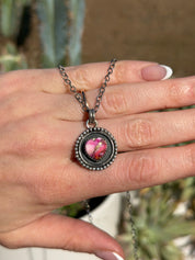 Heart Locket Necklace Pink Dahlia