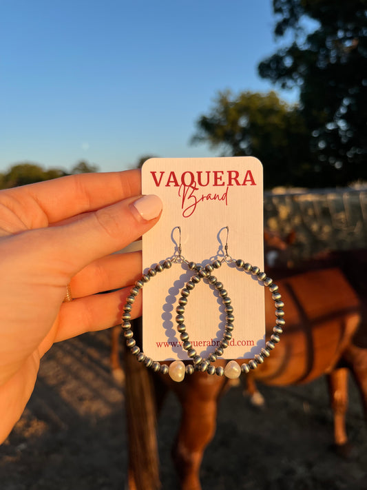 Navajo Pearl Hoop Earrings with Freshwater Pearl