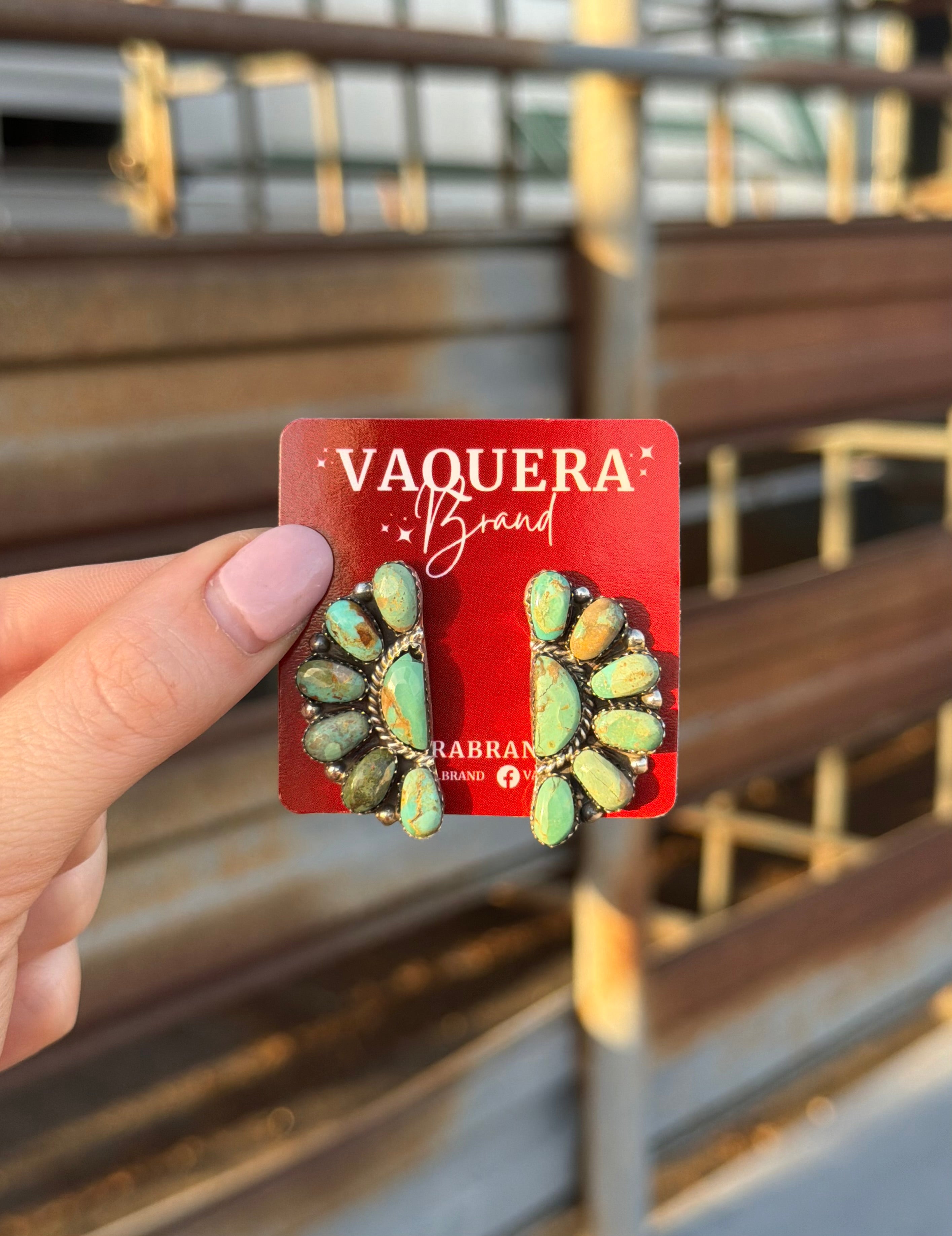 Navajo Kingman Turquoise Half Cluster Earrings