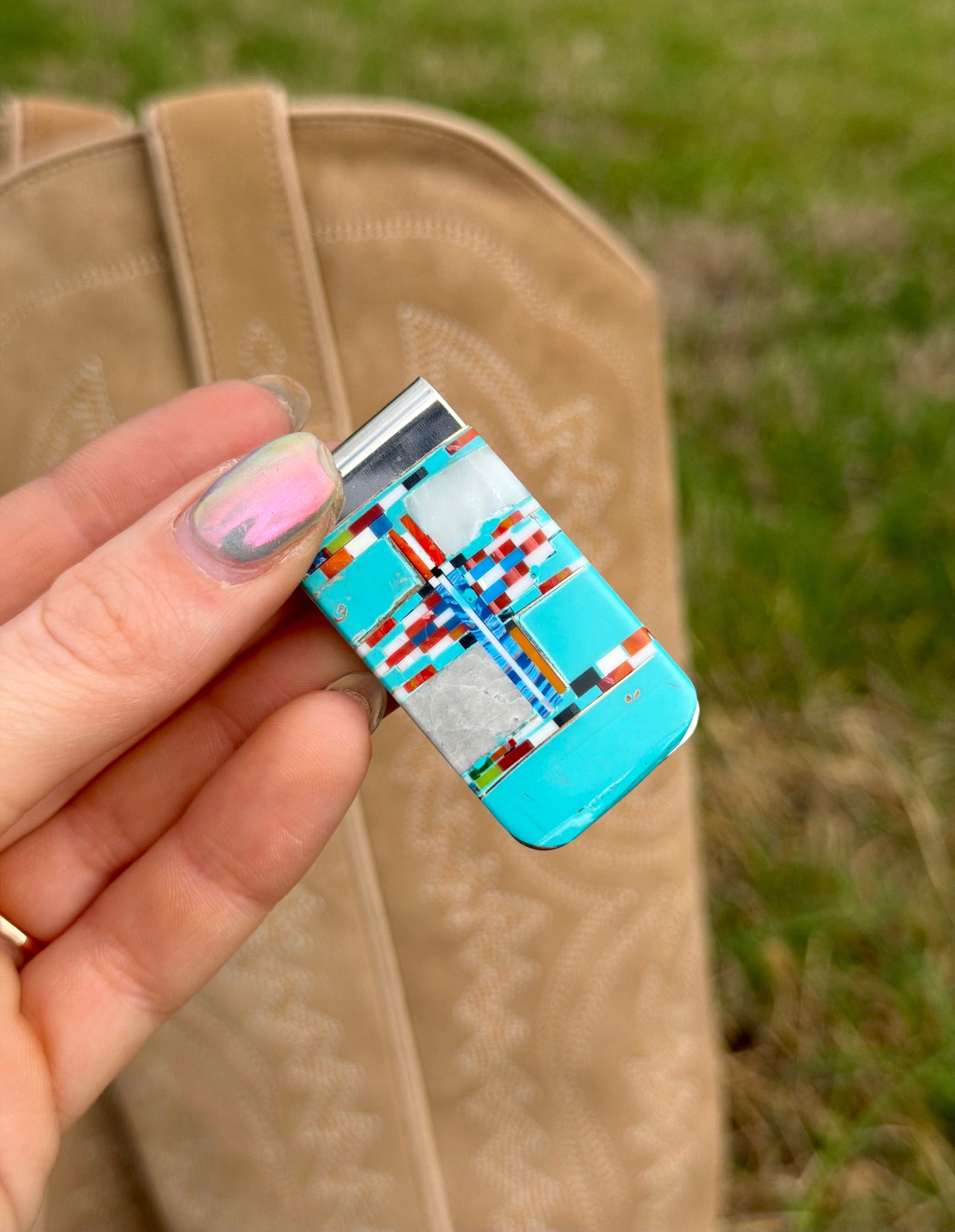 Turquoise Inlaid Money Clip