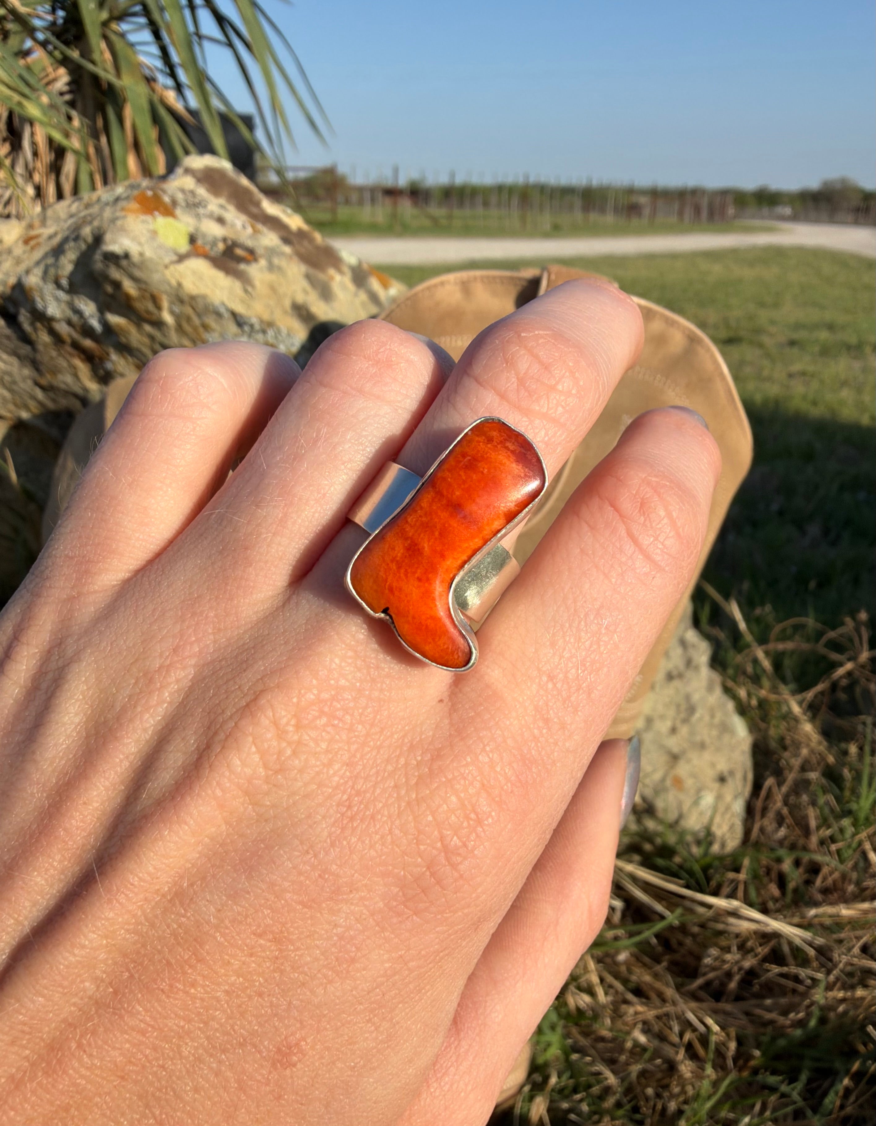 Navajo Boot Ring Orange Spiny