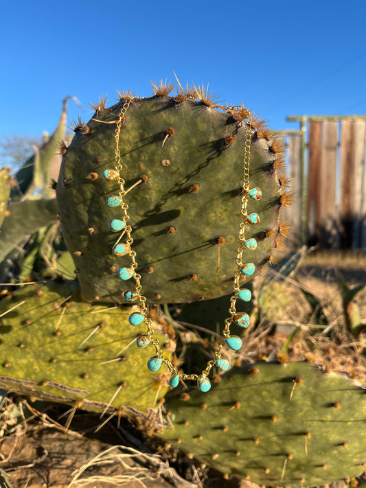 Gold 19 Stones Turquoise Necklace