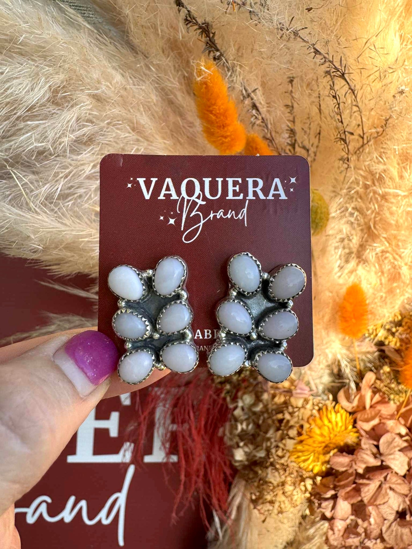 Luna Studs Pink Opal