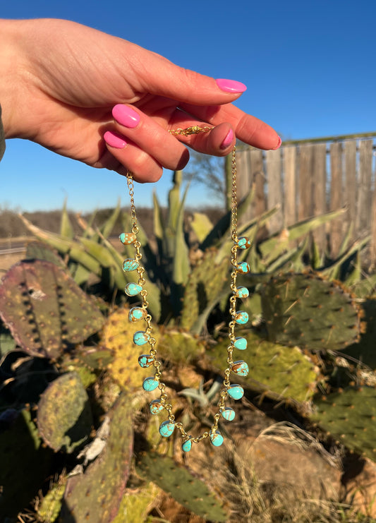 Gold 19 Stones Turquoise Necklace