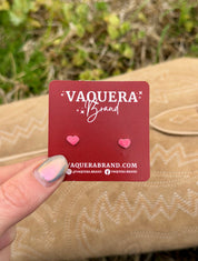 Navajo Pink Conch Heart Studs