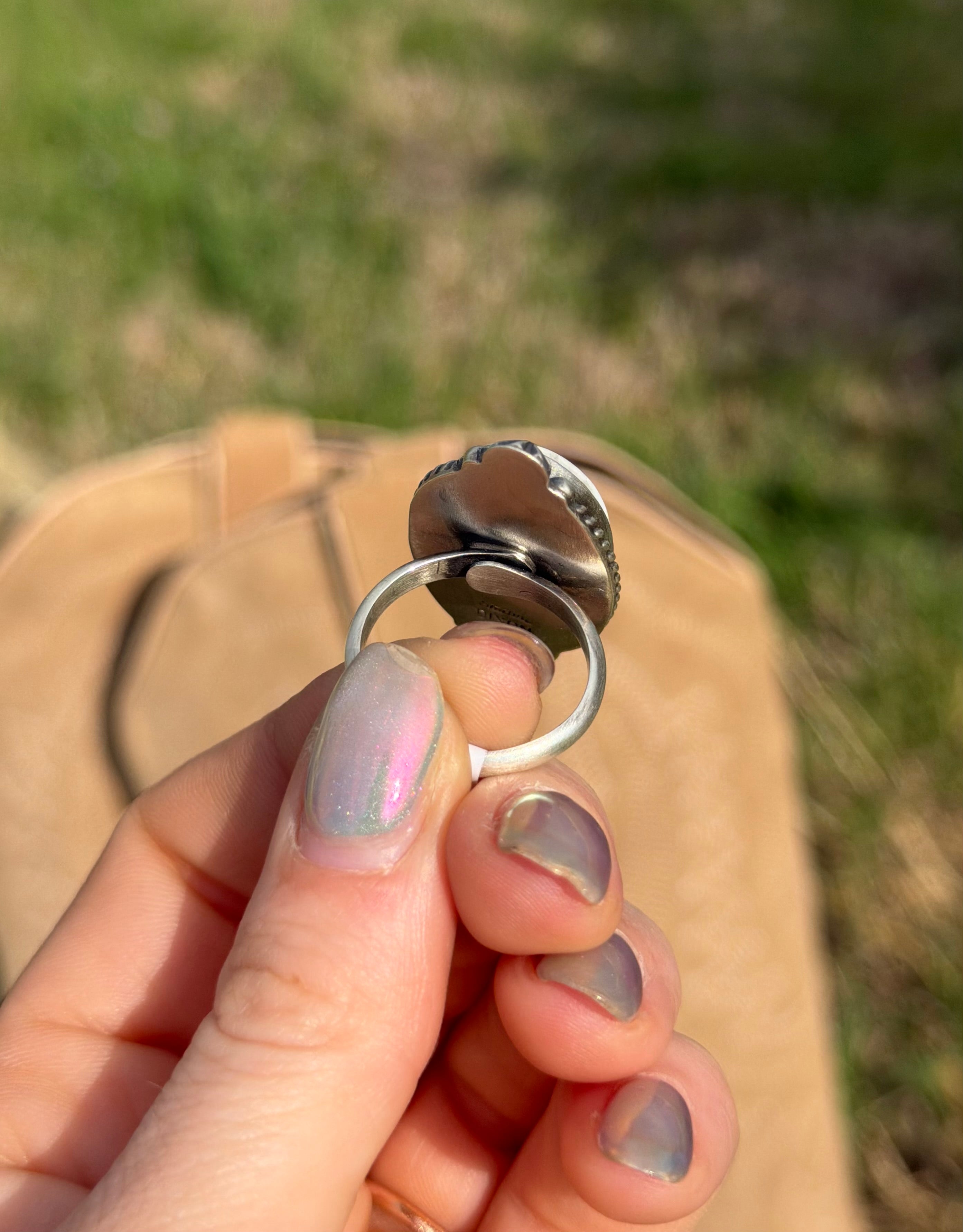 Navajo White Buffalo Ring