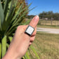Square White Buffalo Adjustable Ring Navajo