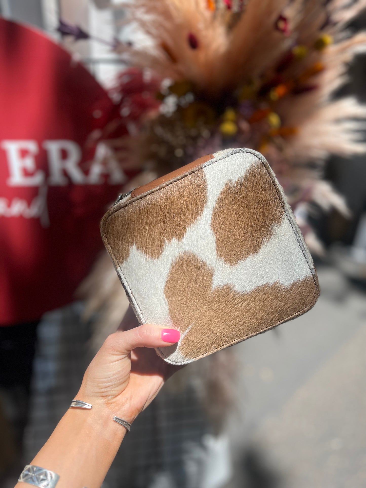 Square Cowhide Jewellery Case