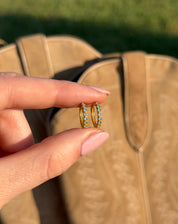Blue Cubic Zirconia Stone Hoop Earring: Gold