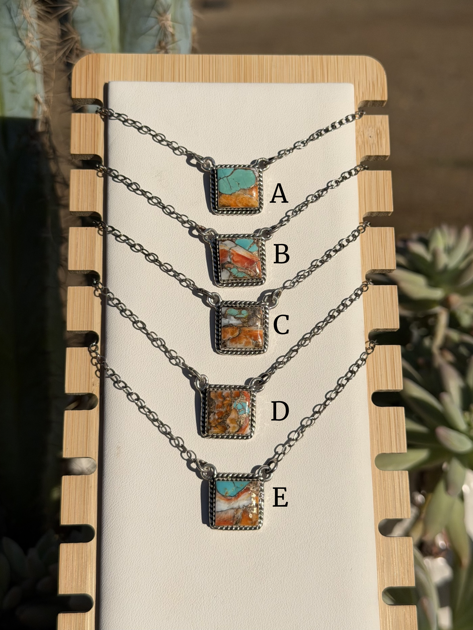 Square Necklace Spiny Oyster