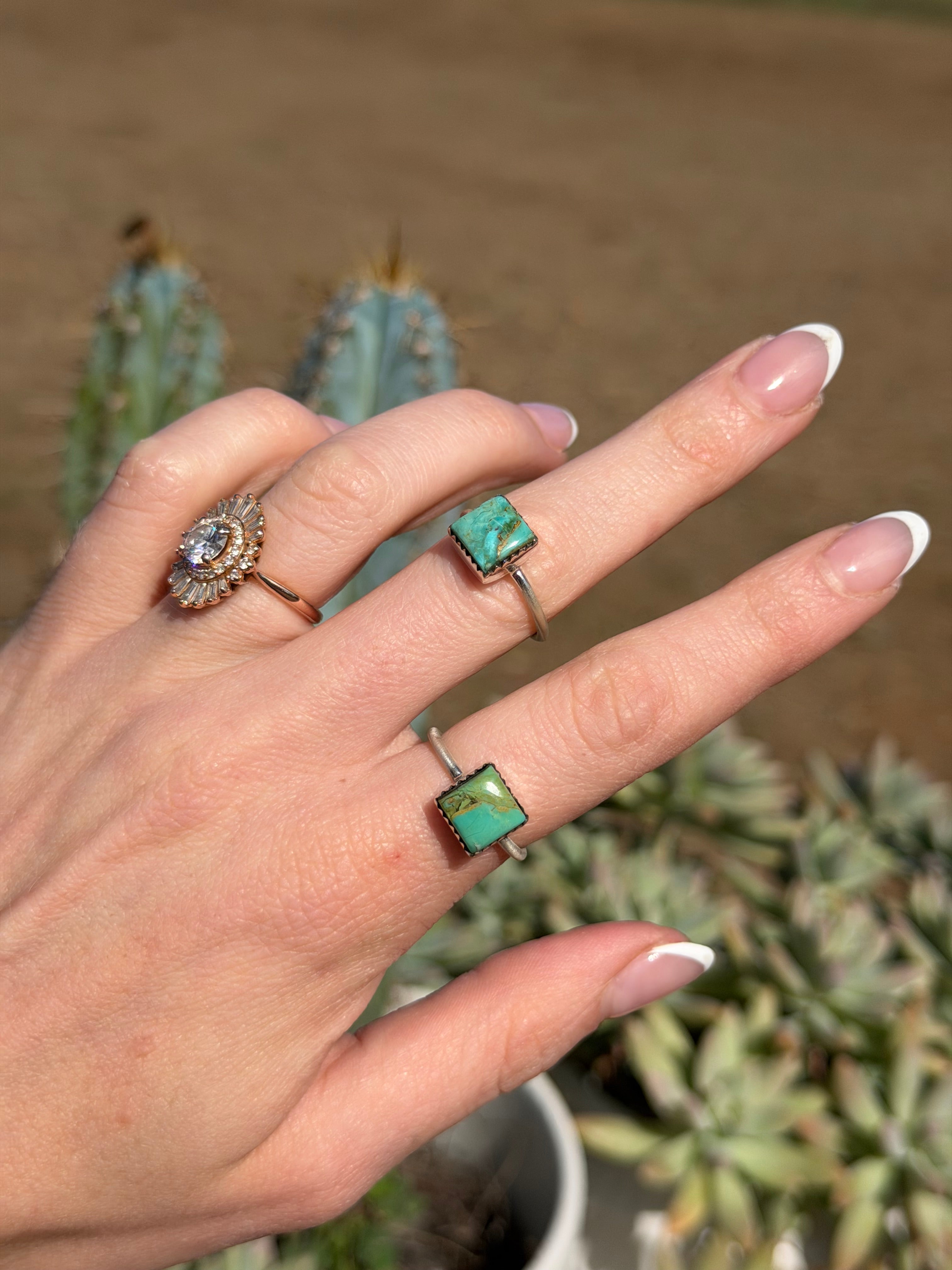 Square Ring Kingman Turquoise