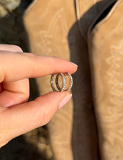 Simple Pave Setting Hoop Earrings: Silver / 1.6 cm