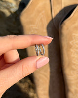 Simple Pave Setting Hoop Earrings: Silver / 1.6 cm
