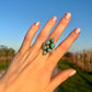 Kingman Turquoise Cluster Adjustable Ring